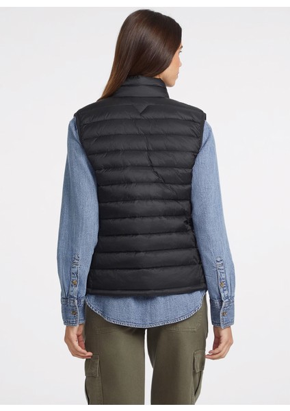 Siyah Kadın Yelek Gj Puffer Vest - Recy Irıdescent Ny