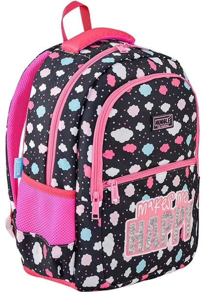 Back To School Muggle Dream Siyah Pembe Okul Çantası MU-6535 Çok Renkli