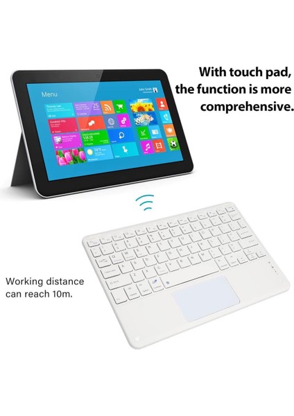 Casper Via S48 8" Uyumlu Kablosuz Bluetooth Dahili Bataryalı Şarjlı Touchpad'li Klavye - Beyaz