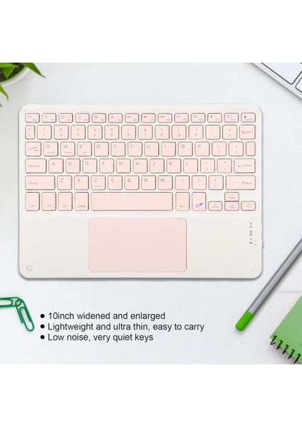 Osmart Tab X10 10.1" Uyumlu Kablosuz Bluetooth Dahili Bataryalı Şarjlı Touchpad'li Türkçe Q Klavye - Pembe