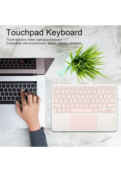 Broleo Smart MT6735 10" Uyumlu Kablosuz Bluetooth Dahili Bataryalı Şarjlı Touchpad'li Türkçe Q Klavye - Pembe