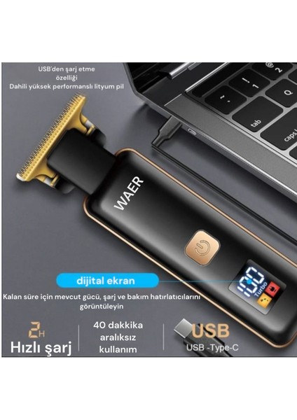 Yok WA-2031 Profesyonel Dijital Göstergeli Saç Sakal Tıraş Makinesi Kuru 3 - 5 Kablosuz Yok Saç-Sak