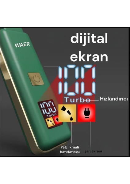 Yok WA-2031 Profesyonel Dijital Göstergeli Saç Sakal Tıraş Makinesi Kuru 3 - 5 Kablosuz Yok Saç-Sak