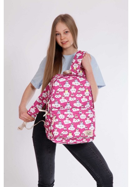 Unicorn Nature Okul Çantası Penguen K1320 Pembe Hayır Back To School Tek Ebat