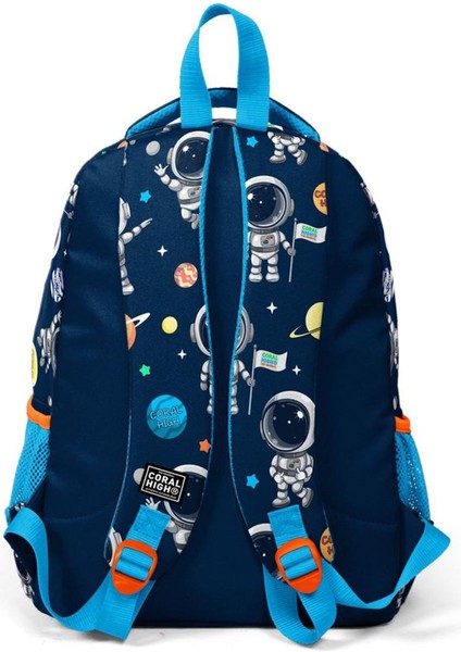 Hayır Coral High Kids Mavi Astronot Desenli Üç Bölmeli Okul Sırt Çantası 23486 Casual/günlük Desenl