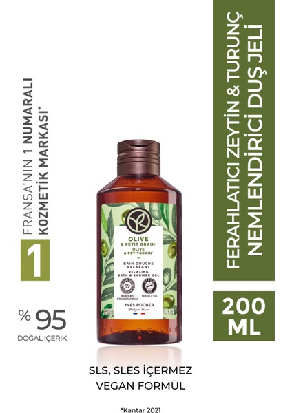 Duş Jeli - Nemlendirici Ferahlatıcı Zeytin Turunç -SLS,SLES İçermez,Vegan-200ml