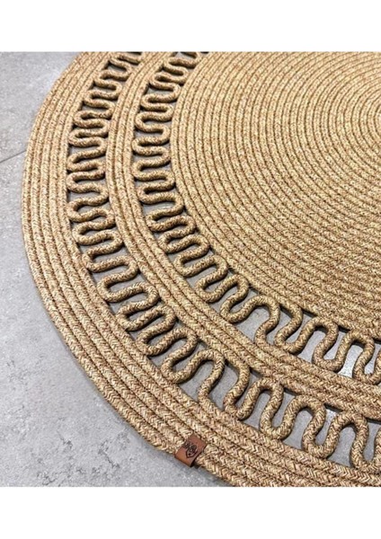 Mola Serisi Jüt Hasır Görünümlü Desenli Modern El Örgüsü Daire Halı Kilim fiyatları