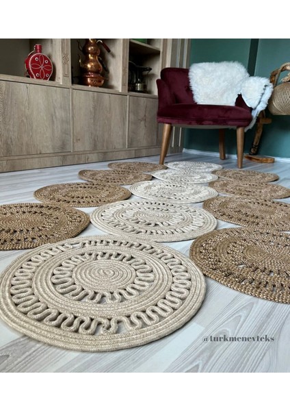 Jüt Çift Taraflı Oval Halı