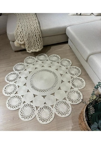 Jüt Hasır El Örgüsü Halı Kilim Yıkanabilir Çift Taraflı Yuvarlak fiyatları