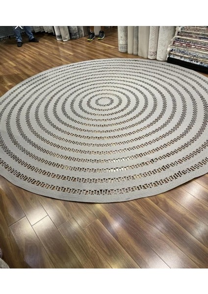 Jüt Hasır El Örgüsü Halı Kilim Yıkanabilir Çift Taraflı Yuvarlak