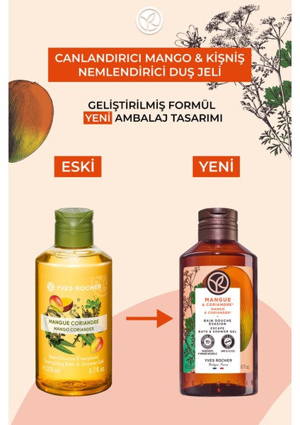 Yves Rocher Nemlendirici Duş Jeli - Canlandırıcı Mango Kişniş- 200ml-99259