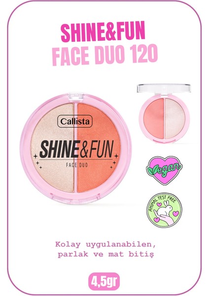 Callista Shine & Fun Face Duo Allık & Aydınlatıcı Paleti 120 Dream Team