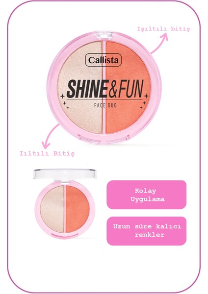 Callista Shine & Fun Face Duo Allık & Aydınlatıcı Paleti 120 Dream Team