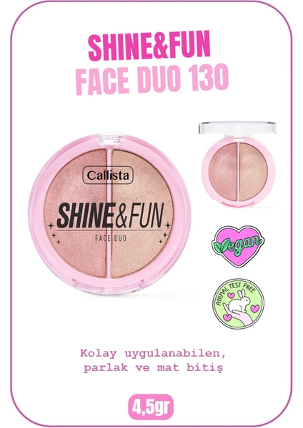 Callista Shine & Fun Face Duo Allık & Aydınlatıcı Paleti 130 Shine Squad