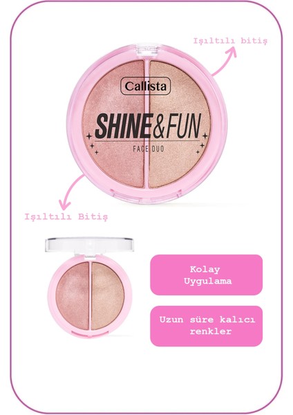 Callista Shine & Fun Face Duo Allık & Aydınlatıcı Paleti 130 Shine Squad