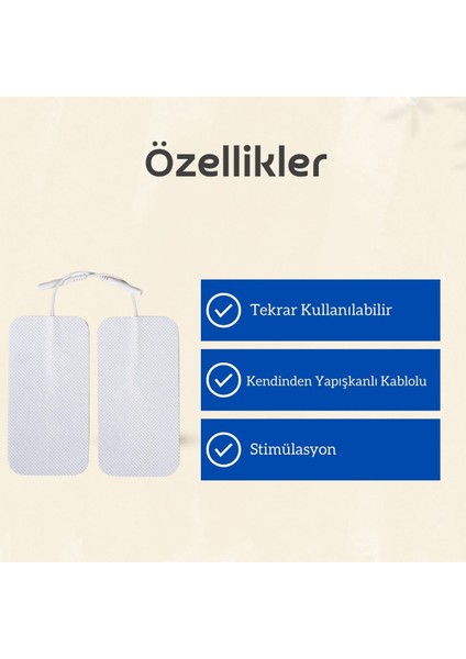 Tens Pedi Kablolu 5*9 Cm 2'Li Paket Tens Pedi Tüm Tens Cihazlarına Uyumlu Yüksek Kalite