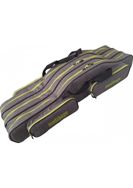 120 cm Koyu Gri Olta Kamış Çantası 3 Göz ve 4 Cep ile Ekipmanlarınızı Düzenleyin modelleri