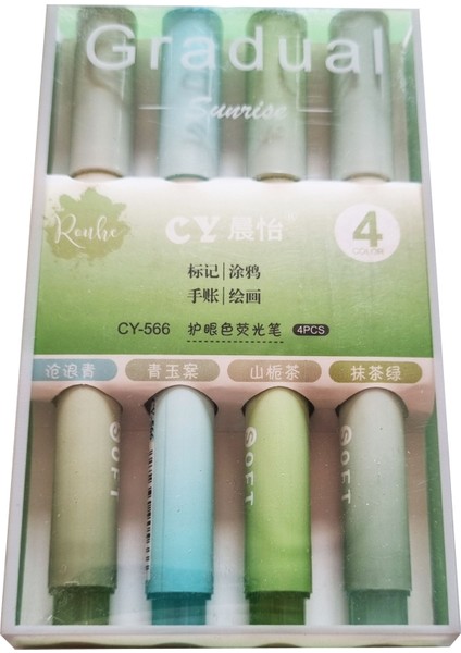4'lü Renk Tonlu Gradual Fosforlu Kalem - Renk Tonları Seçenekli 1 Paket