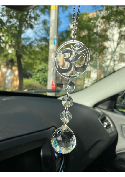 Om Sembölü Kristal Taşlı, Pleksi Aynalı Araç Ayna Aksesuarı, Dikiz Ayna Süsü Hediyelik. fırsatları