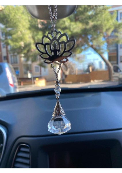 Yeni Lotus Çiçeği Ortası Yoga Yapan Taşlı Suncatcher Araç Içi Dikiz Ayna Süsü modelleri