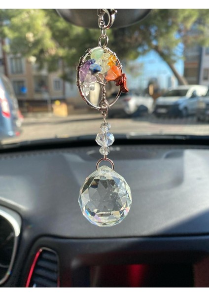 Yeni Renkli Yaşam Çiçeği Kristal Suncatcher Araba Aksesuarı Dikiz Aynası Süsü fırsatları