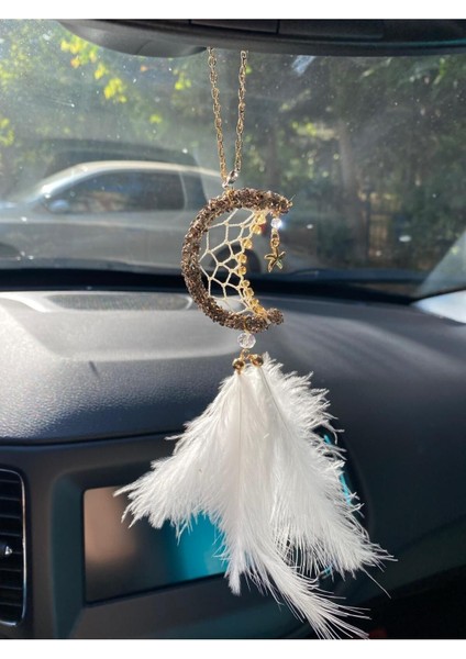 Yeni Düş Kapanı, Dreamcatcher Hilal Ay Yıldız Türk Bayrağı Motifli Araç Dikiz Aynası Süsü