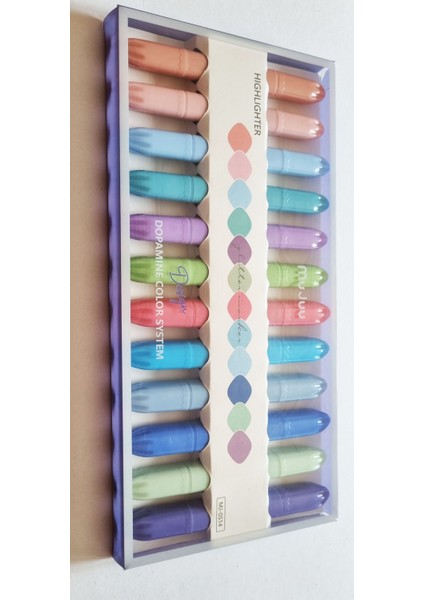 12 Renk Çift Uçlu Mujuu MJ-0514 Doppamine Color Sistem Mascara Monet Fosforlu Kalem modelleri