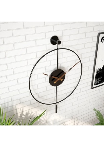 (Orta Boy - 38*58 cm) -Siyah Tiktok-Ceviz 18 cm Akrep Yelkovan , Modern Dekoratif Metal Duvar Saati
