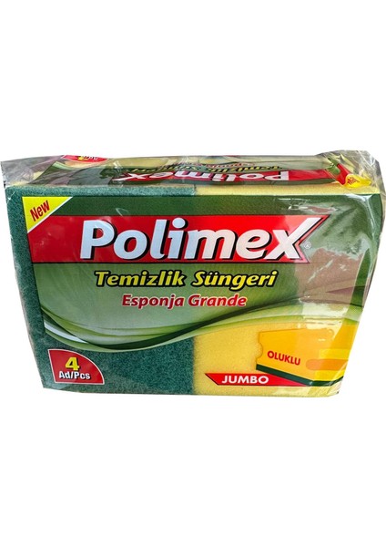 4'lü Endüstriyel Büyük Boy Oluklu Bulaşık Süngeri - 4,5 x 9 x 12 Cm. - 4 Adetlik 10 Paket