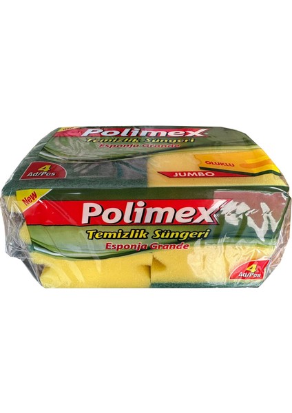4'lü Endüstriyel Büyük Boy Oluklu Bulaşık Süngeri - 4,5 x 9 x 12 Cm. - 4 Adetlik 10 Paket