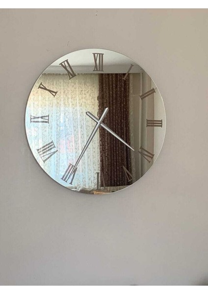 40 x 40 Gerçek Aynalı Dekoratif Duvar Saati (40 Cm) Gümüş fırsatları