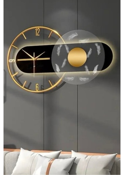 MetaQuartz Aksesuar Metal Renessa Exclusive ( Quartz Mekanizmalı ) Özel Seri Dekoratif Metal Ahşap Duvar Saati Oval Pil indirimleri