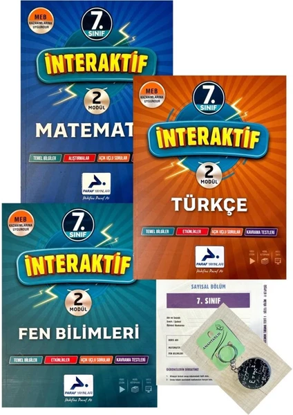 Paraf Yayınları 7. Sınıf İnteraktif Matematik - İnteraktif Türkçe - İnteraktif Fen Bilimleri + Deneme - Açacaklı Anahtarlık