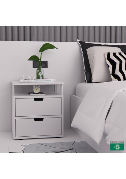 Barisbo Design Komodin 2 Çekmeceli ve Raflı