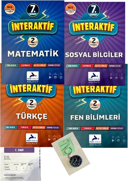 7. Sınıf İnteraktif Matematik - İnteraktif Türkçe - İnteraktif Fen Bilimleri - İnteraktif Sosyal Bilgiler + Deneme - Açacaklı Anahtarlık