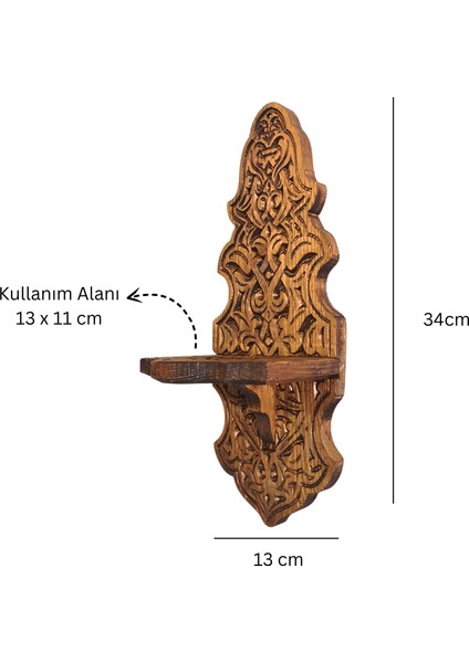 Ahşap Duvar Mumluk Duvar Aydınlatma Lambalık Oyma Şamdan