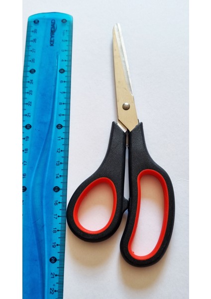 Okul Ofis Büro Ev Terzi Makası 30CM Siyah - Kırmızı Saplı