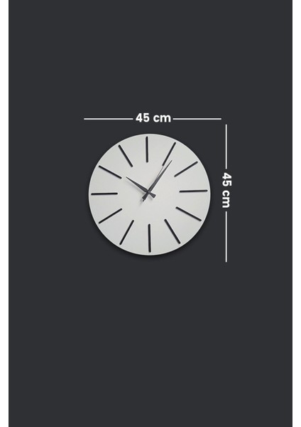 Sevgi Craft 45 x 45 Beyaz Ahşap Dekoratif Duvar Saati Siyah Mekanizmalı Beyaz Modern