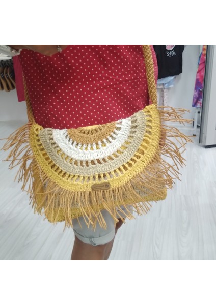 Kadın El Emeği Hasır Çapraz Çanta