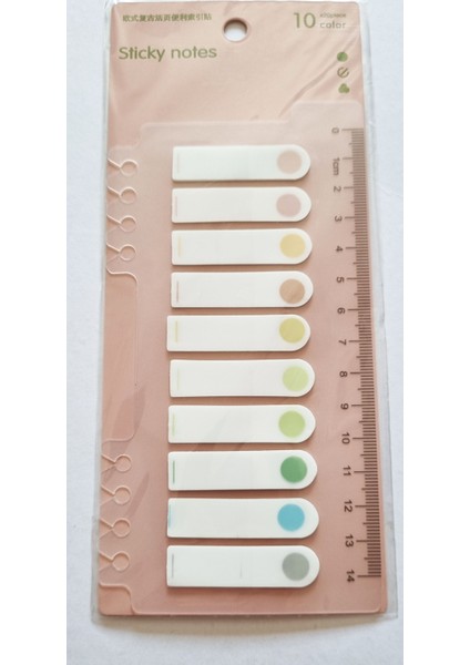 10 Renk Yapışkanlı Parmak Açık Renk Tırnak Postit Ayraç (10 RENKX20 Toplam 200 Adet) Plastik Cetvelli fiyatları