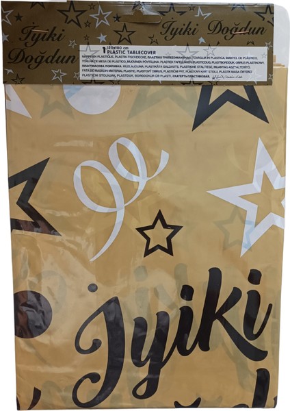 Iyi Ki Doğdun Yazılı Gold Üzeri Siyah Masa Örtüsü modelleri