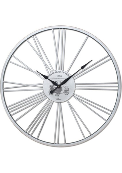 Gümüş 2689 S Metal Roma Rakam Duvar Saati Metal 100 x 100