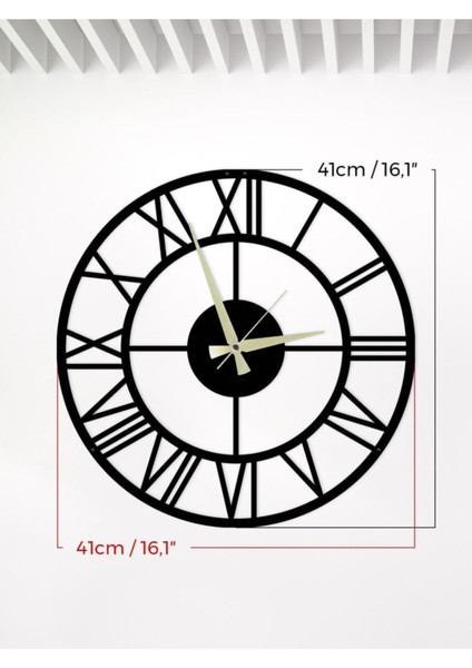 Metal Dekoratif Roma Rakamlı Metal Duvar Saati 41X41CM 41 x 41 Siyah Yuvarlak Klasik fiyatları