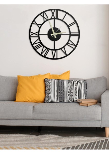 Metal Dekoratif Roma Rakamlı Metal Duvar Saati 41X41CM 41 x 41 Siyah Yuvarlak Klasik fırsatları