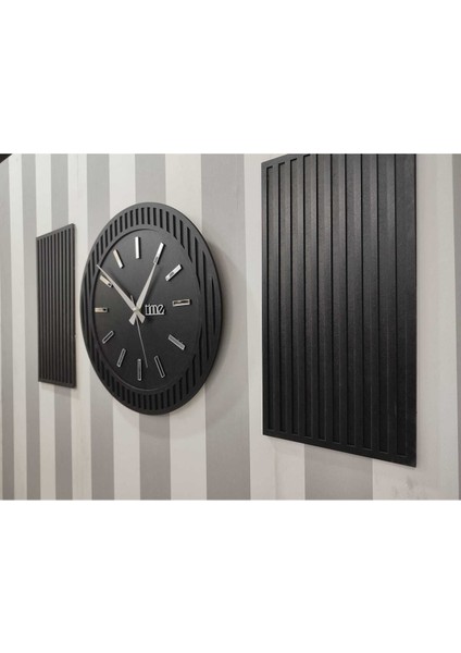 Modern Time Collection Rayon Black 3 Parça Daire Duvar Saat, (Siyah) Siyah 200