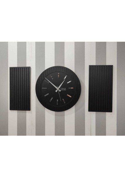 Modern Time Collection Rayon Black 3 Parça Daire Duvar Saat, (Siyah) Siyah 200