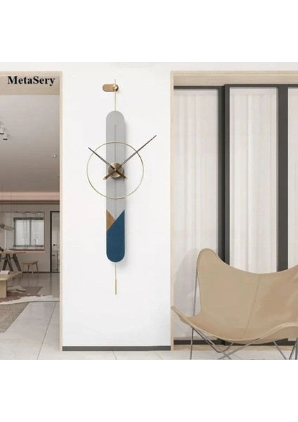 Ahşap - Metal Lacivert Endless Masif Lake Duvar Saati