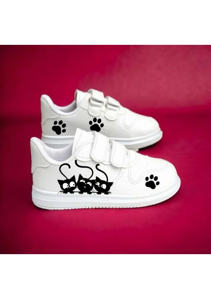 Kediler Baskılı Çocuk Spor Ayakkabı Sneaker