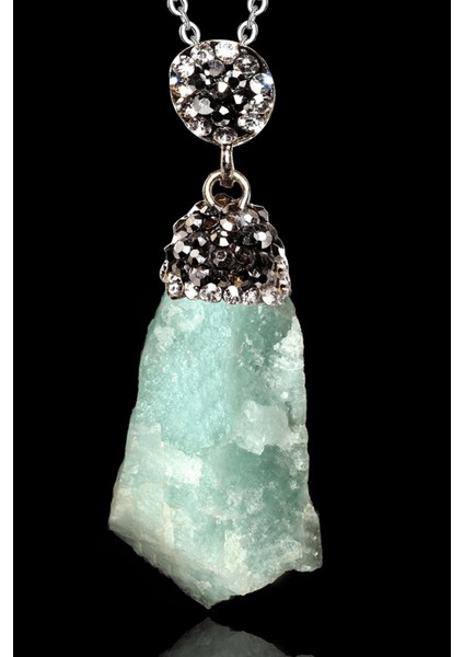 Sertifikalı Zirkon Taşlı Ham Işlenmemiş Amazonit Taşı Kolye fiyatları