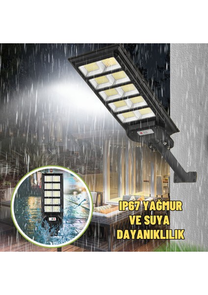 Solar Güneş Enerjili 1000W Kumandalı ve Hareket Sensörlü 1000 LED Bahçe ve Sokak Aydınlatma Lambası